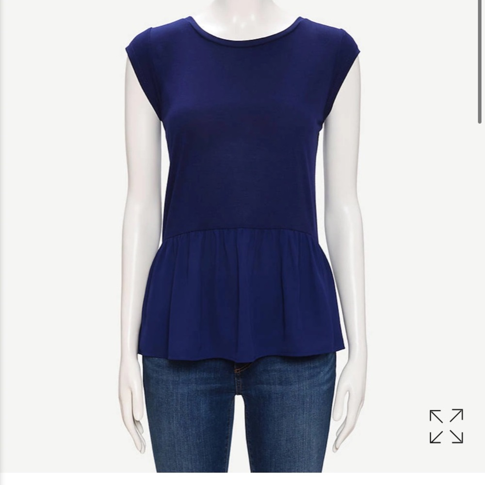 Loft PEPLUM MIXED MEDIA TEE - Picture 1 of 6